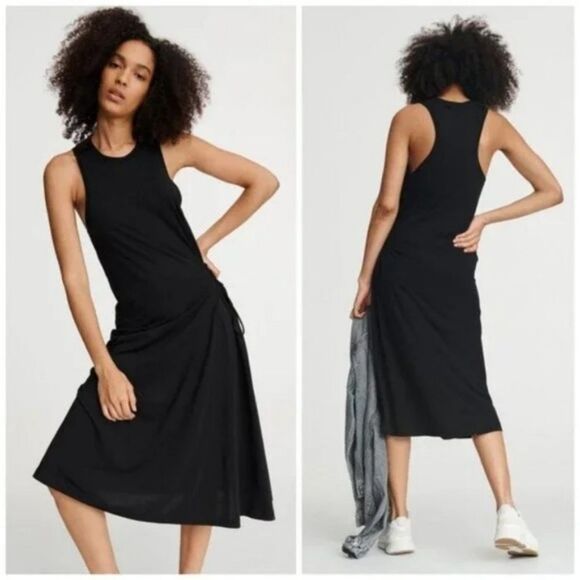 Rag & Bone Black Luca Midi Dress Size Medium - Picture 6 of 7